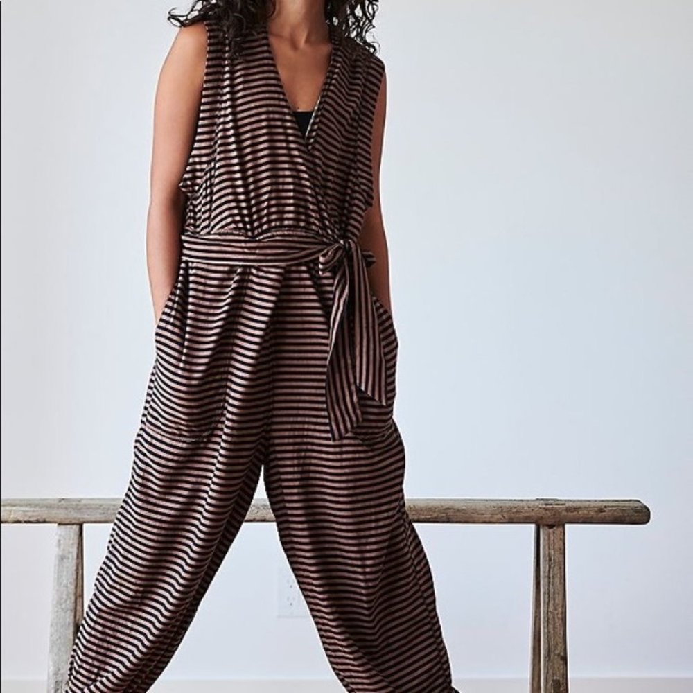 New Free People Find The Chi Striped Onesie Jumpsuit - Picture 2 of 15